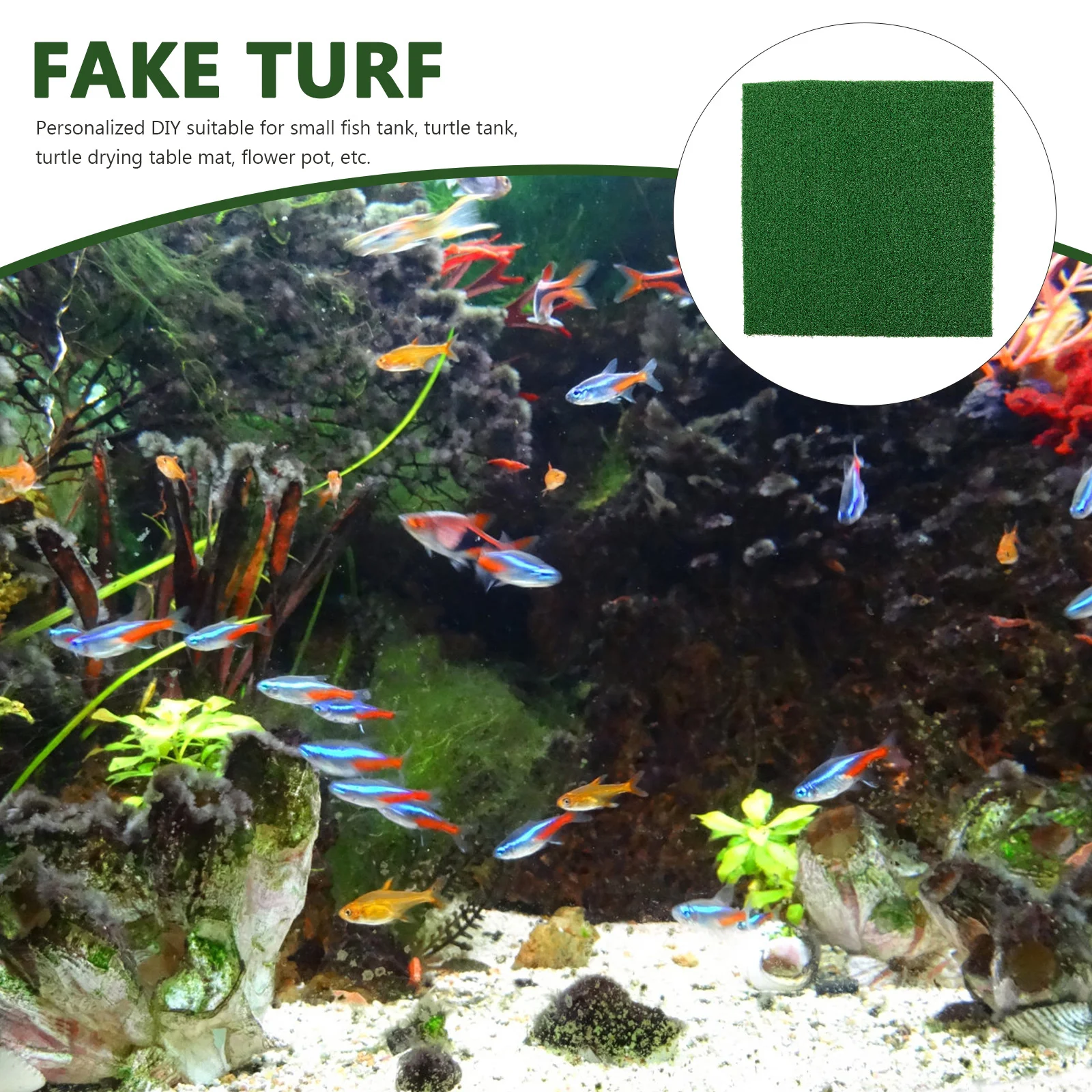 

Simulation Grass Turf Turtle Basking Platform Realistic Tortoise Climbing Pad Aquarium Artificial Synthetic Lawn Rug Turtle