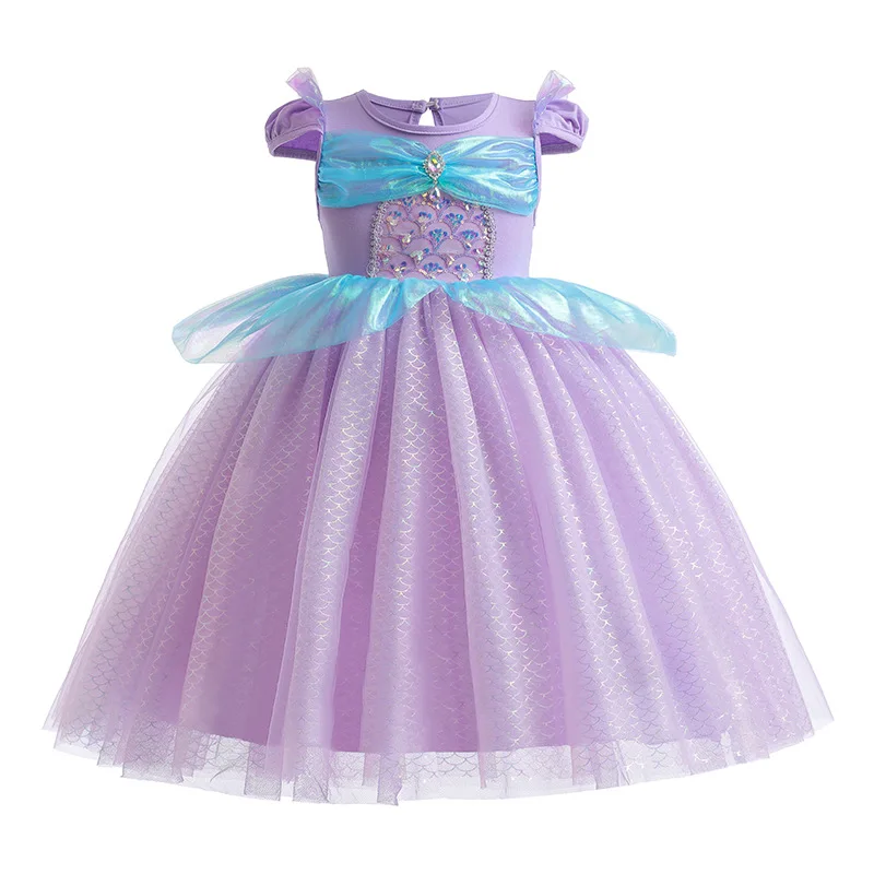 Puffy Dresses for Girls Summer Queen Little Mermaid Rapunzel Green Princess  Beautiful Girl Costume Pearl Sequin Dress Clothes - AliExpress 1501