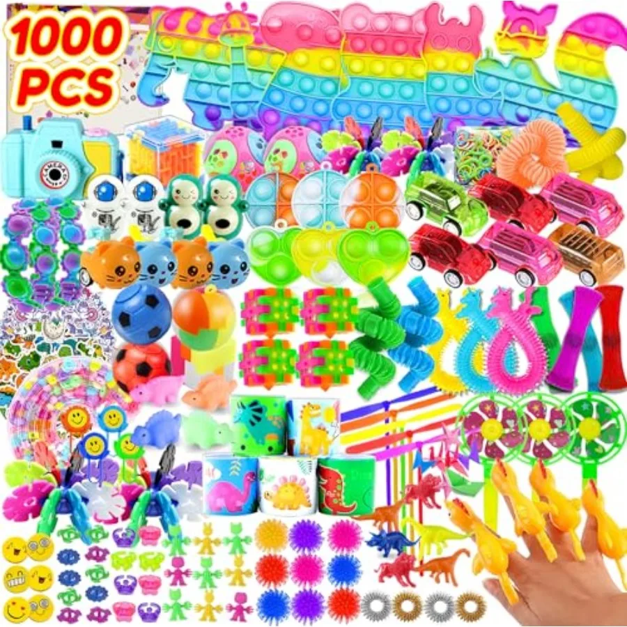 

1000pcs Party Favors for,Fidget Toys Pack, Birthday Gifts, Classroom Prize Boxes, Treasure Box, Goodie Bag Stuffers, Carnival P