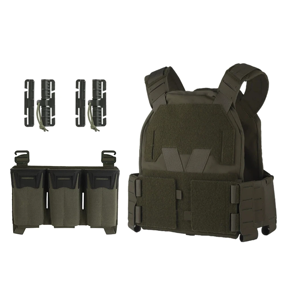 

Multi-Caliber Triple Mag Pouch Tactical Plate Carrier Agilit Sub-Zero Style Low-Visibility 9MM/5.56/7.62 Airsoft Hunting Vest