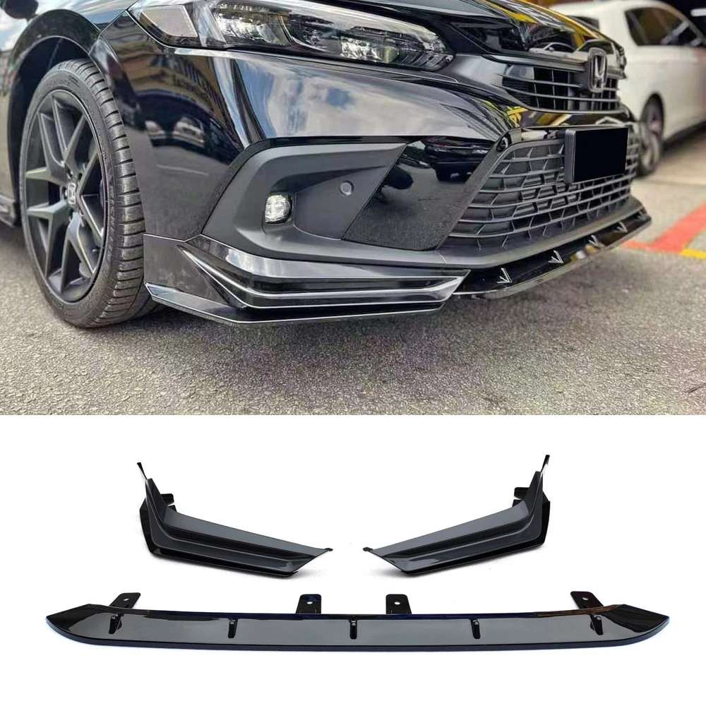 For Honda Civic Sedan 11th Gen 2022 2023 2024 Car Front Bumper Lip Spoiler Splitter Diffuser Body Kit Auto Exterior Accessories