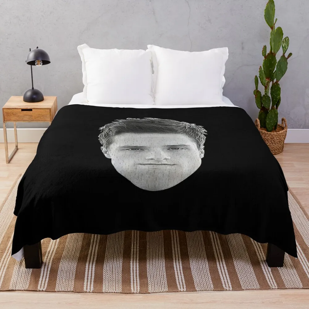 Josh Hutcherson's Face Engraved on a Wooden Spoon Throw Blanket Decorative Throw Luxury Thicken Designers Blankets