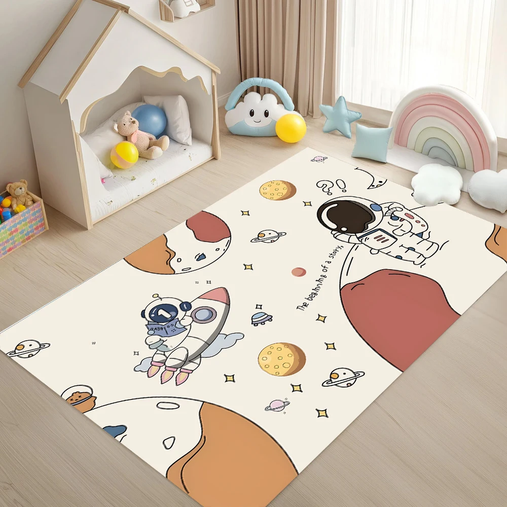 Creative Universe Planet Rug for Living Room Mats Non-Slip Yellow Blue Stars Carpet Area Rug Door Mat Bath Mat Bedside Carpet