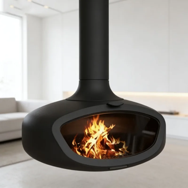 Wood Burning Stove Indoor Freestanding Hanging Fireplace Heater Transparent Glass Carbon Living Room Hotel view 5