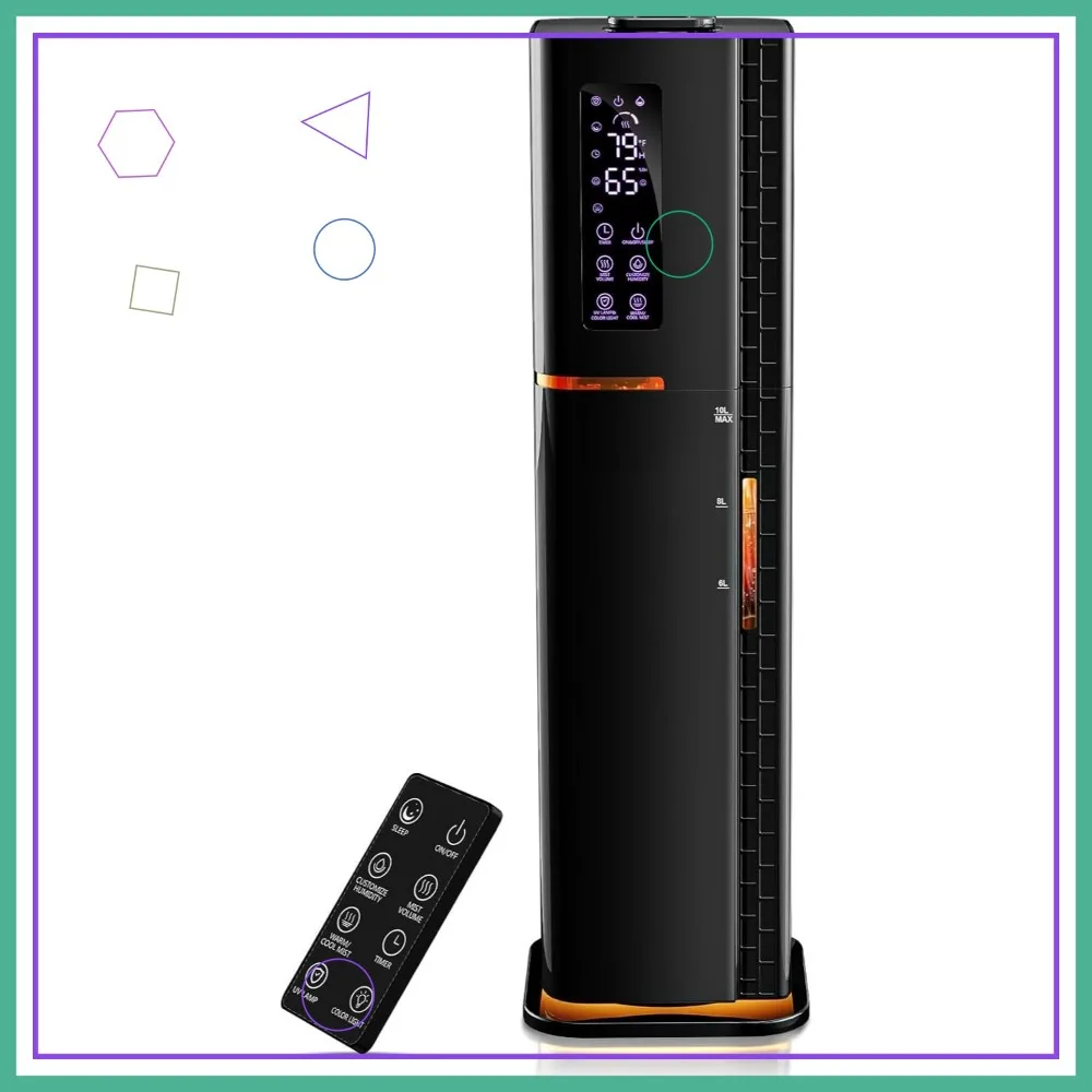 

2.64Gal Humidifier for Large Room, Warm & Cool Mist up to 500ft², Top Fill, 3 Modes, 24H Timer, Quiet