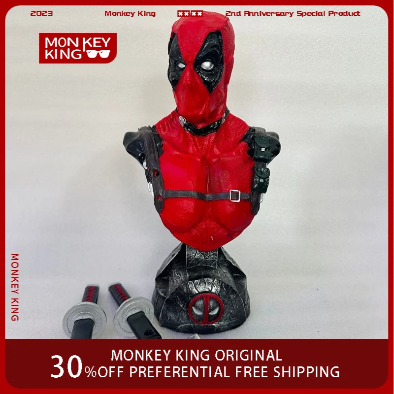 

33 см фигурка комиксов Marvel Дэдпул, статуя половина тела, аниме, коллекция, модель, украшение для рабочего стола из смолы, детские игрушки, подарки