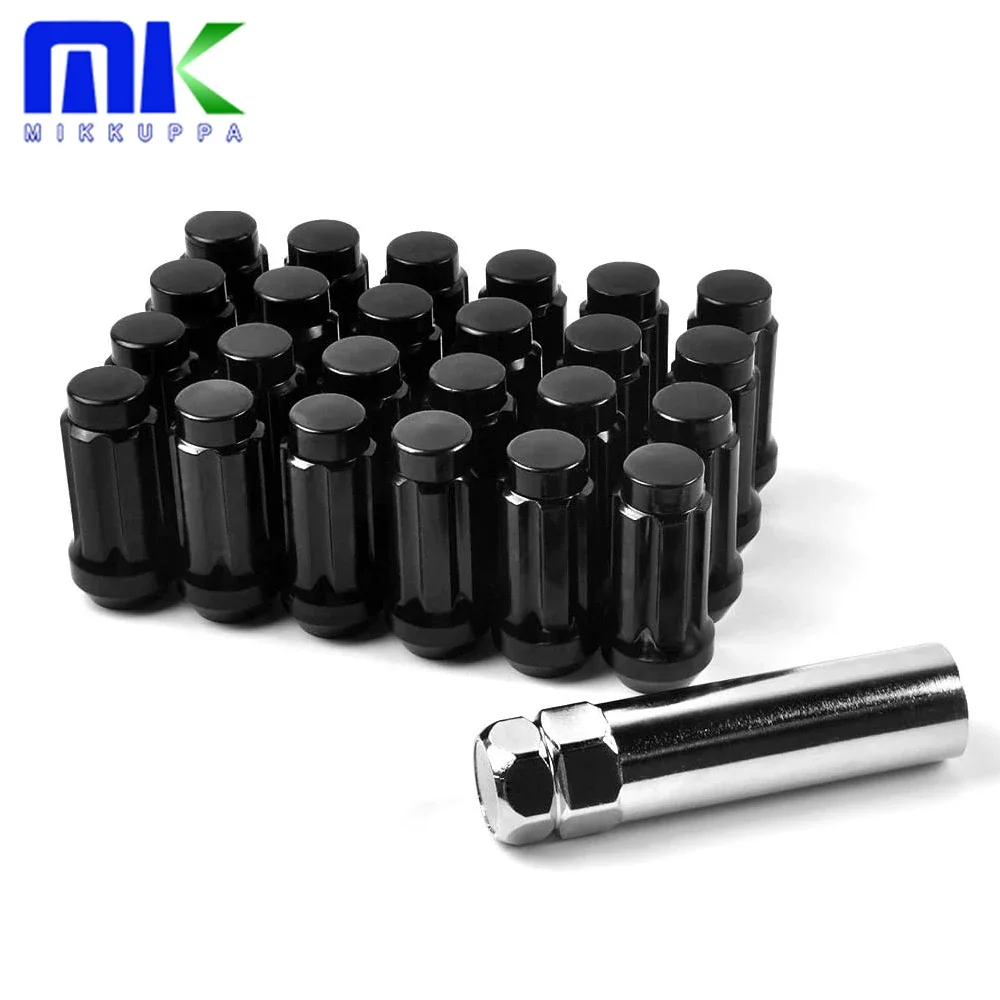 20PCS M14x1.5 Wheel Lug Nuts Black or Chrome  Lug Nut Spline for Chevy Suburban 1500/Avalanche 6 Lug Aftermarket Wheel