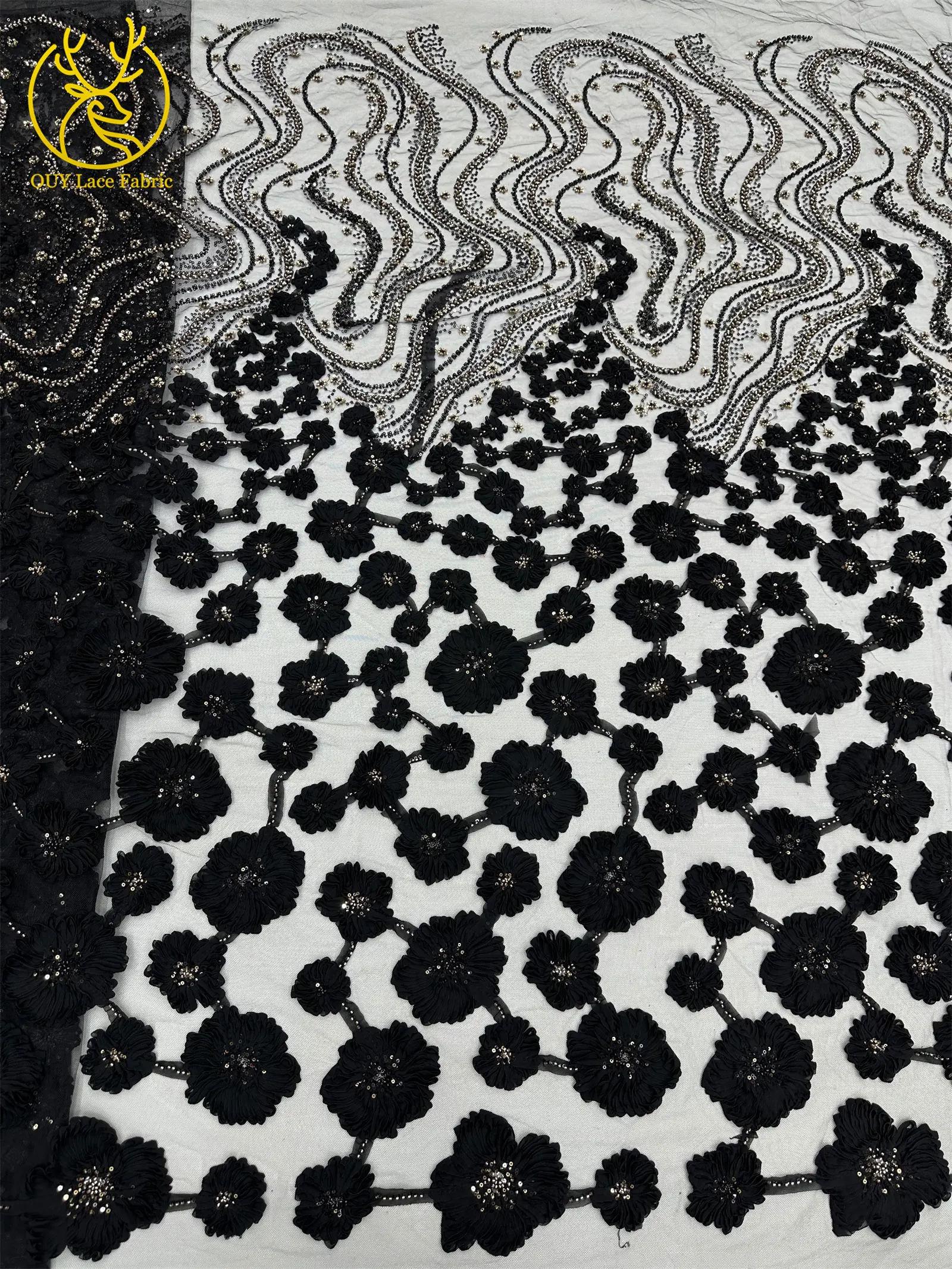 Burgunderroter 3D-Spitzenstoff, afrikanischer Perlen-Spitzenstoff, 5 Yards, nigerianischer Tüll, Pailletten-Spitzenstoff, Party, Damen, Hochzeitskleid, Nähen – Detail 16