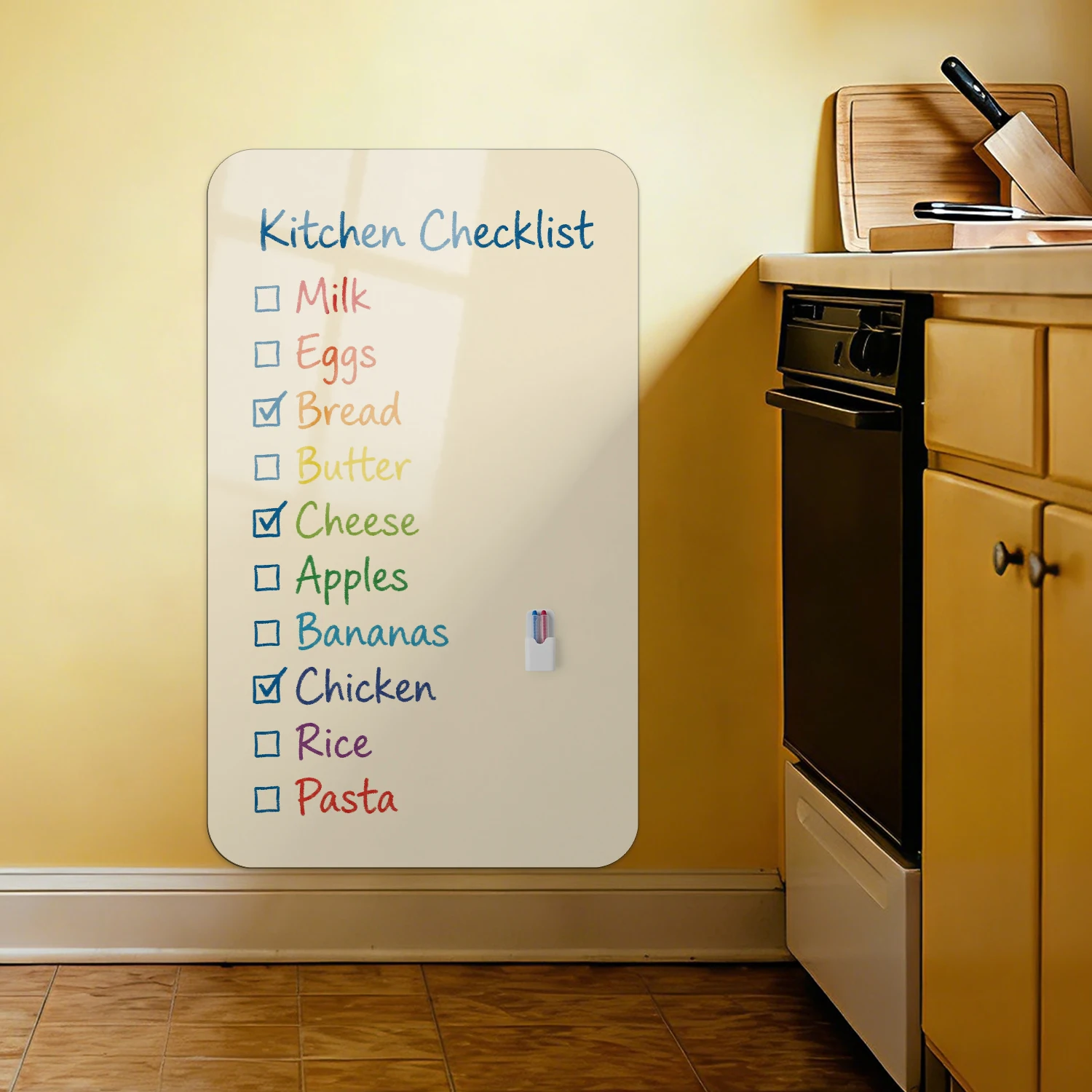 Self Adhesive Magnetic Whiteboard Sticker with Marker Pen Box and Wiping Cloth for Children's Home Office