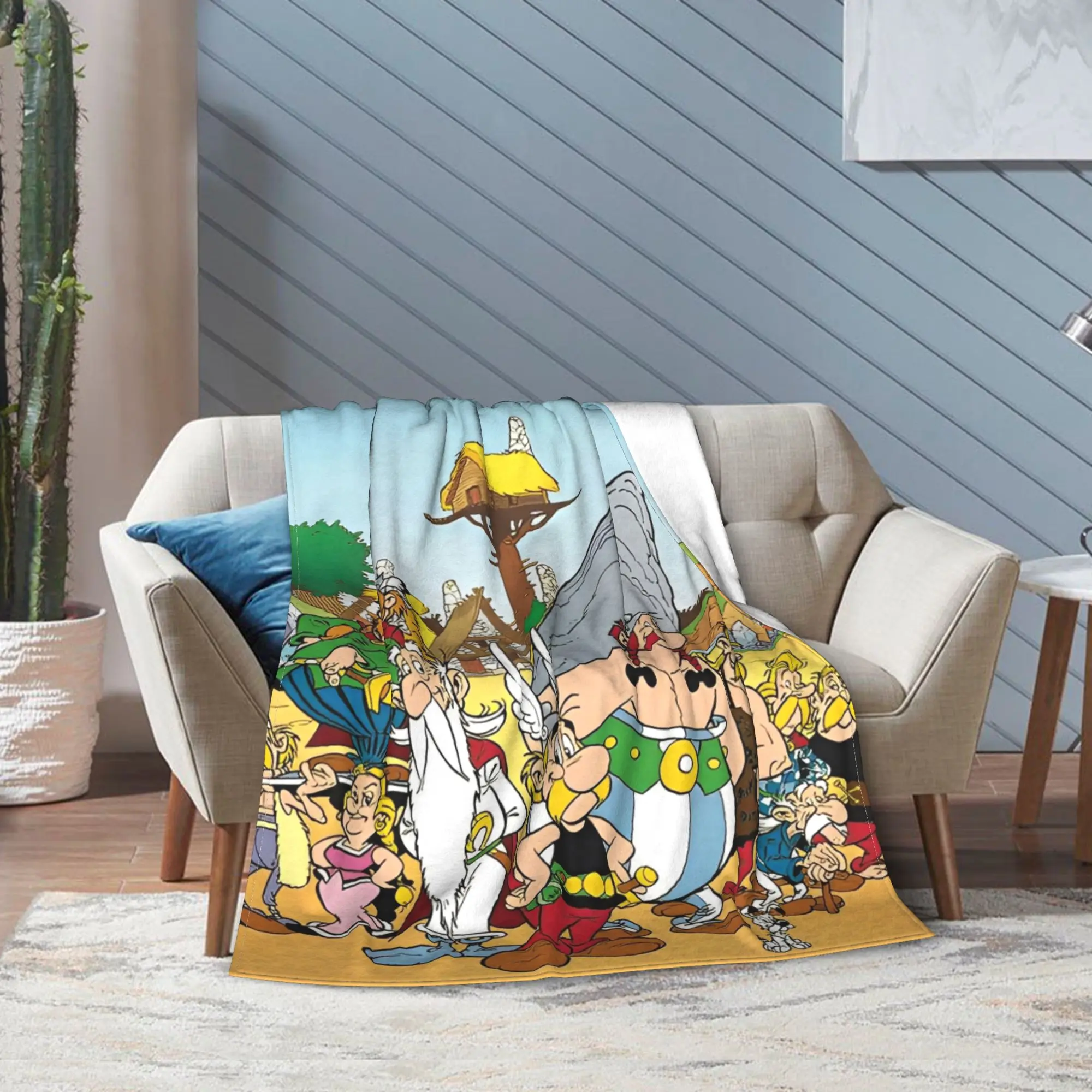 أستريكس مضحك كوميديا Obelixes البطانيات الكرتون الفانيلا الجدة الدافئة رمي البطانيات للمفرش كل موسم الأريكة