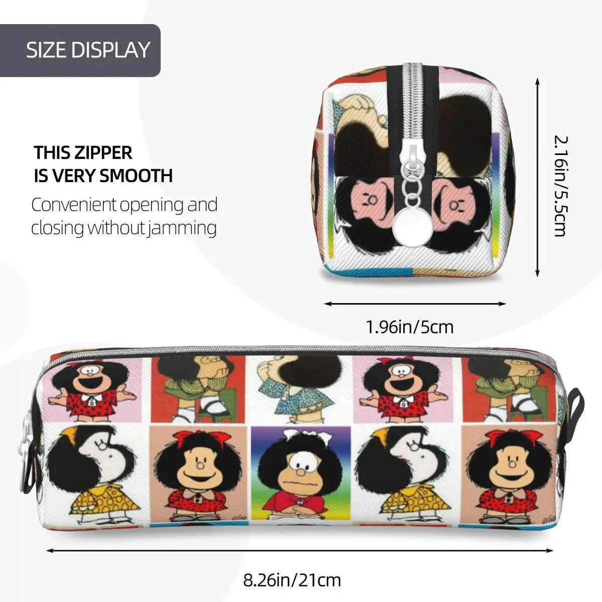 Cute Kawaii Mafalda Pencil Case Cartoon Anime Pencilcases Pen Kids Big Capacity Pencil Bags Students School Zipper Stationery