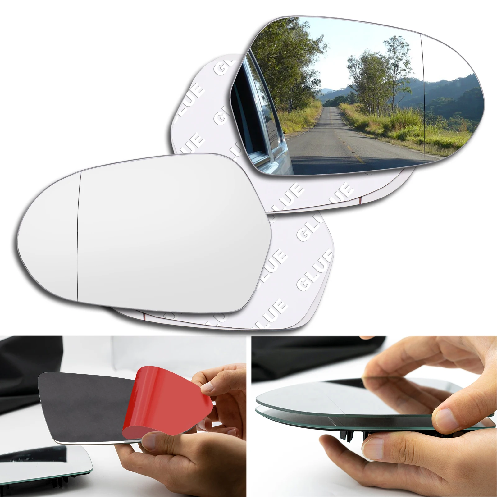 Car Rearview Mirror Glass No Backing Plate Stick On Glass Left Right Side Mirror Wide Angle For Audi A6 C7 Quattro S6 2012-2018