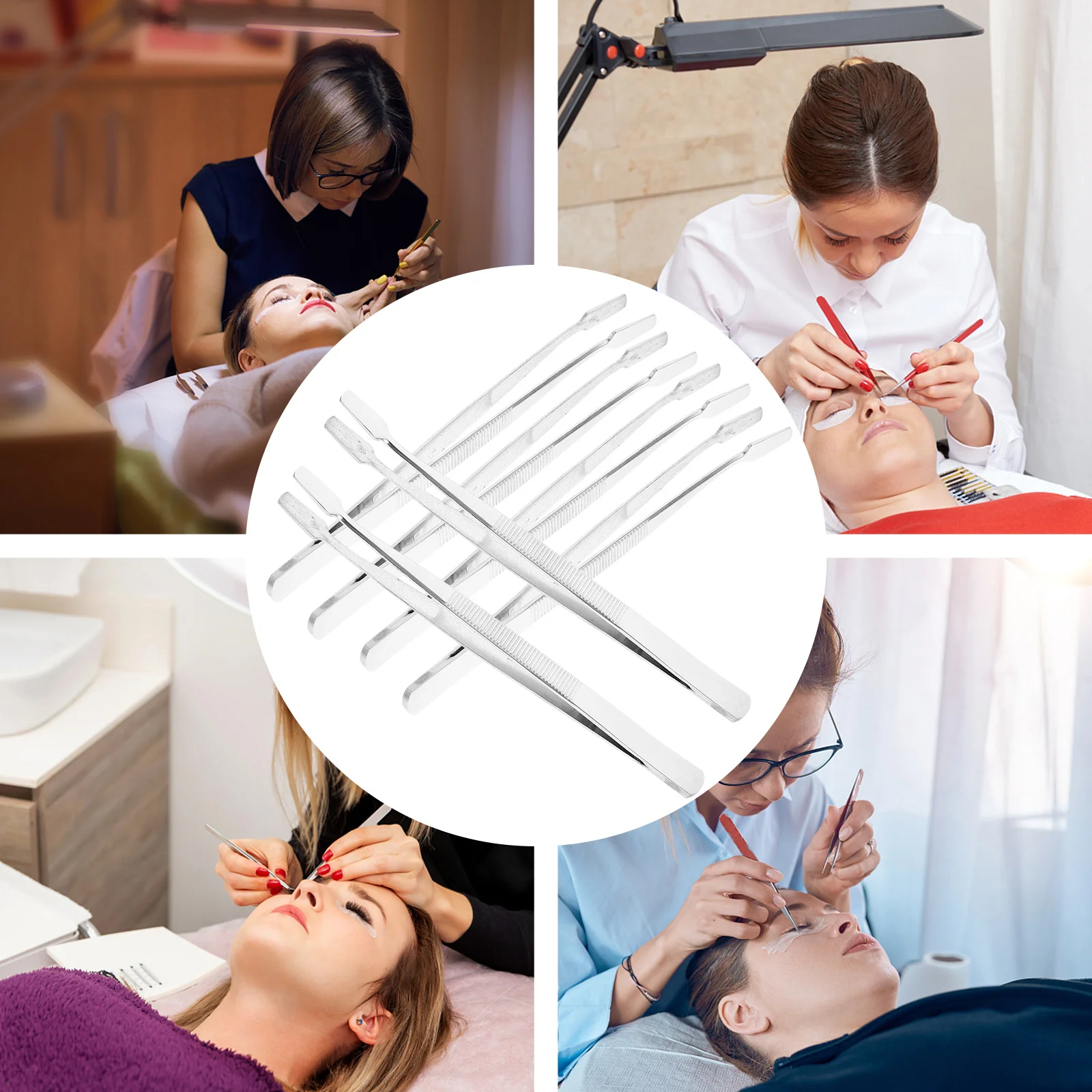 

6Pcs Duckbill Clip Precision Stainless Steel Craft Tweezers Long Flat Tip for Jewelry Stamp Coin Hobby Sticker Tweezers