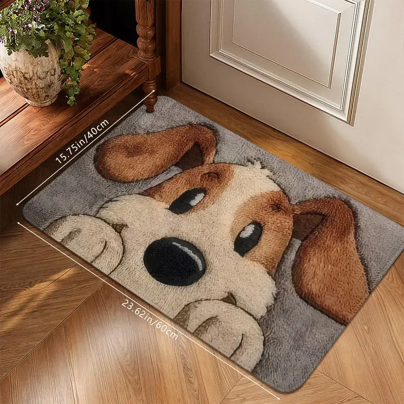 VIKAMA Cute Puppy Door Mat Cartoon Dog Print Non Slip Rug For Entryway Front Door Indoor Outdoor Porch Kids Room Pet Lover Decor