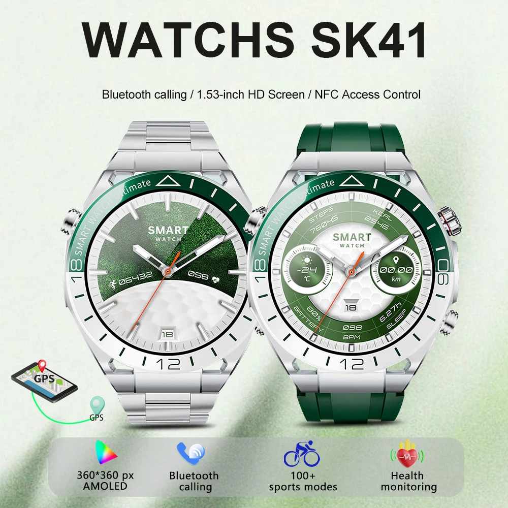 

SERVO SK41 2025 Smart Watch Men AI Voice Assistant Bluetooth Calling Sport GPS Track IP68 Smartwatch 1.53” Remote Control Camera