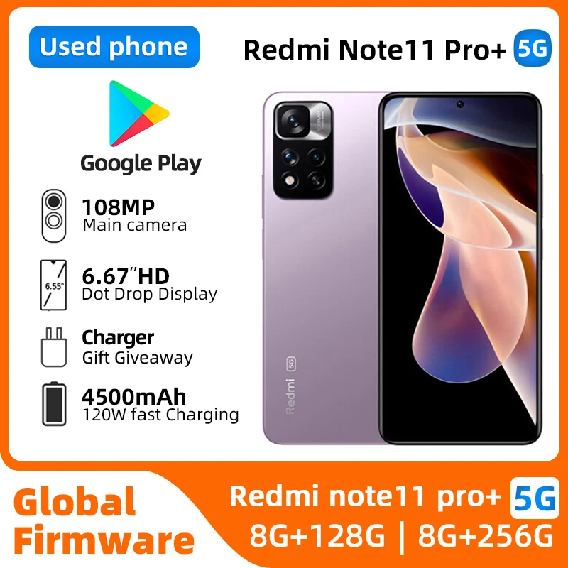 Redmi note 11 pro+ plus Android 5G Unlocked 6.6 inch 8GB RAM 256GB ROM All Colours in Good Condition Original used phone