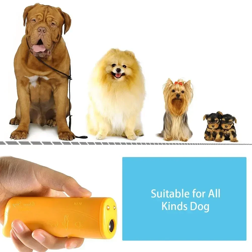 3-in-1 Pet Portable Dog Anti Barking Ultrasonic Dog Repellent with LED Flashlight Barking Control Dog Trainer Training Pet