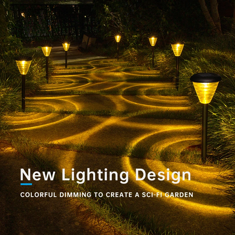 Lampes de chemin solaires étanches à LED, éclairage de jardin extérieur, lumières de paysage décoratives RVB pour pelouses