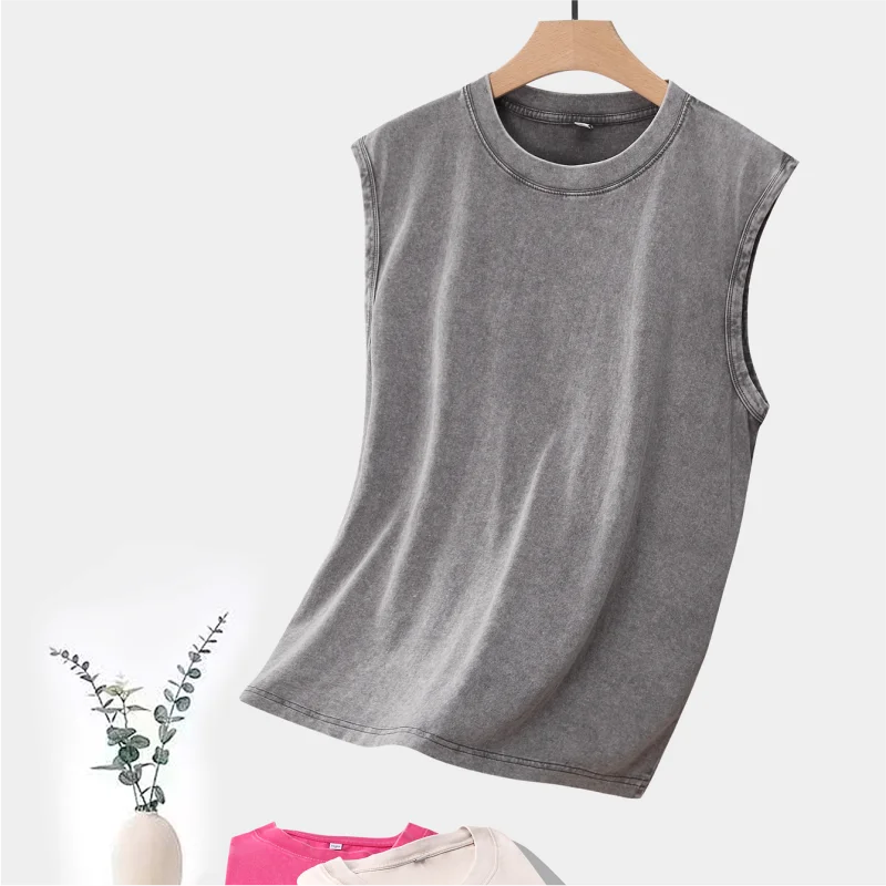 Customized Vest free printing logo images old design Washed T-shirts waistcoat clothes 100% cotton cultural shirts singlet