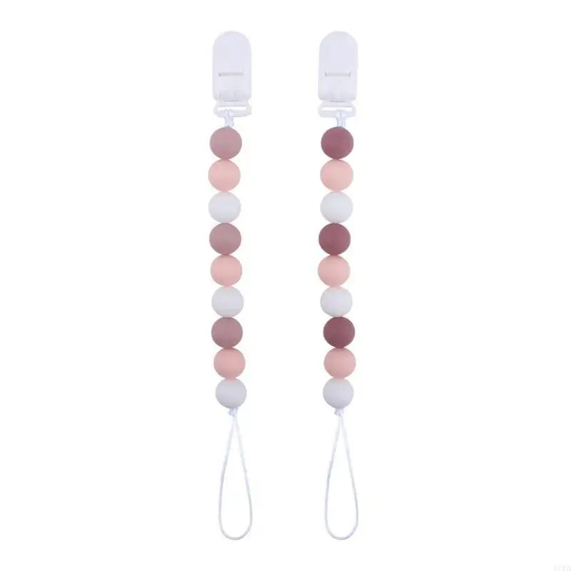 2 قطعة مصاصة سيليكون حامل قصاصة مهديء عضاضة التسنين الخرز لعب للطفل بنين بنات الوليد الرضع L8RB #3