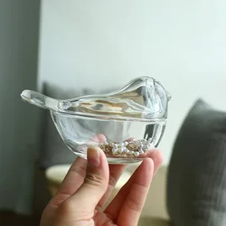 Vintage Clear Glass Jewelry Jar Birdie Candy Jar Home Cotton Swab Box Glass Container Modern Animal Birdie Jar Home Decor Crafts