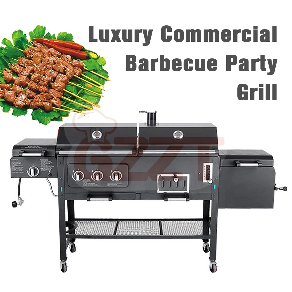 Garden Family Day Dual Use Barbecue Oven Charcoal And Gas Grill BBQ Grill Cast Iron Cooking BBQ Machine