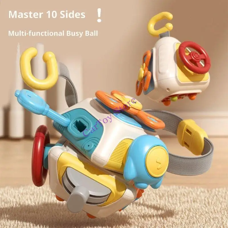 لعبة تعلم تفاعلية للرضع مع مقابض منسوجة كرة حسية بلاستيكية قابلة للمضغ للأطفال من سن 0 إلى 3 أشهر مناسبة للسفر