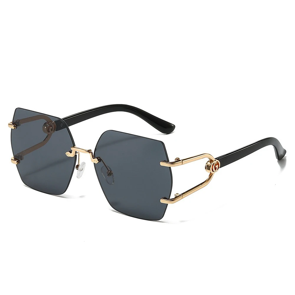 مربع بدون شفة النساء الرجال النظارات الشمسية الإطار المعدني الجوف خارج الساق في الهواء الطلق مكبرة UV حماية الإناث الذكور BlackSun نظارات 2025