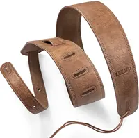 Lekato Correa de guitarra de 2,5 pulgadas de ancho de cuero con espuma gruesa acolchada para bajo guitarra eléctrica correa de cuero ajustable de 41 a 51