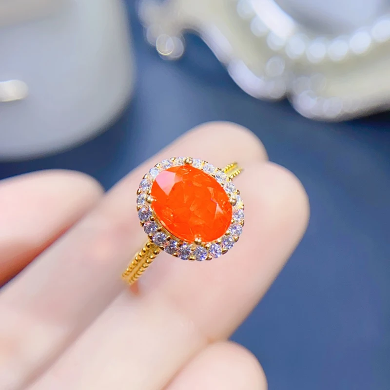 Natural Fire Opal Rings for women silver 925 jewelry luxury gem stones 18k gold plated free shiping items Party Gifts