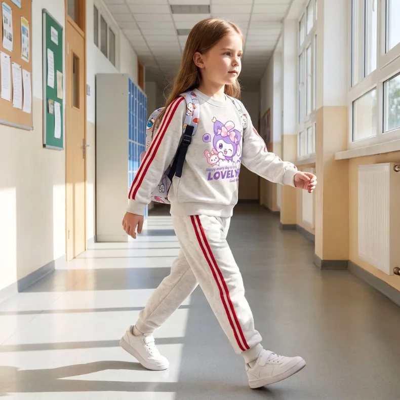 Herbst-Winter-Mädchen-Freizeit-Sweatshirt+Jogginghose 2-teiliges Set Kinder O-Ausschnitt Hoodie+Lange Hose 2-teiliger Anzug Kinder-Trainingsanzug – Detail 11