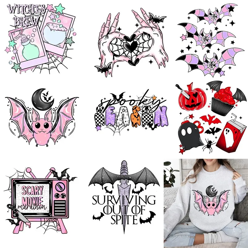 

DTF Print For Clothing Heat Transfer Patch T Shirts Halloween Theme Iron On Sticker For Hooding Bag Print Sticker