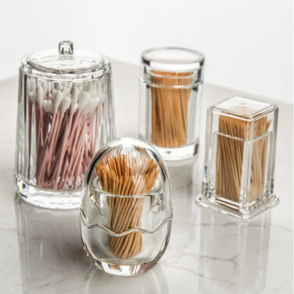 Clear Acrylic Toothpick Cotton Swab Holder Hotel Thickened Dust-proof Dispenser Organizer Storage Box Drop-resistant Living Room