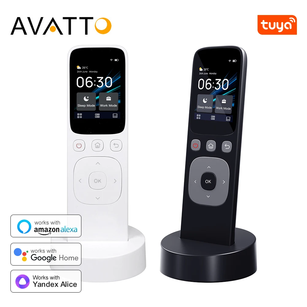 AVATTO Tuya WiFi Touch Screen IR Central Control Panel Charging Base Handheld Touch Remote Controller For Home Appliance