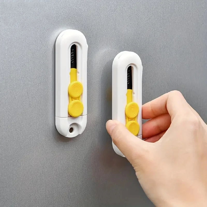 Cuchillo de apertura de mensajería magnético, cuchillos de desempaquetado de mensajería portátiles multifuncionales, herramienta de arte de rebote de bloqueo automático retráctil