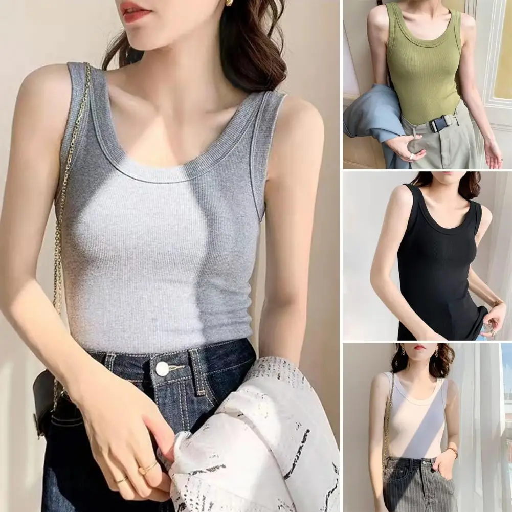 Women Vest Seamless Sleeveless Tank Top for Women Slim Fit O Neck Vest Stretchy Sporty Pullover for Daily Wear Women Sport Vest