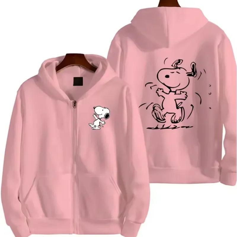 Snoopy Cartoon Anime Men Zipper Hoodie Spring Autumn printing Fashion Women Sweatshirt 2024 New Korean Style Couple Jacket Coat