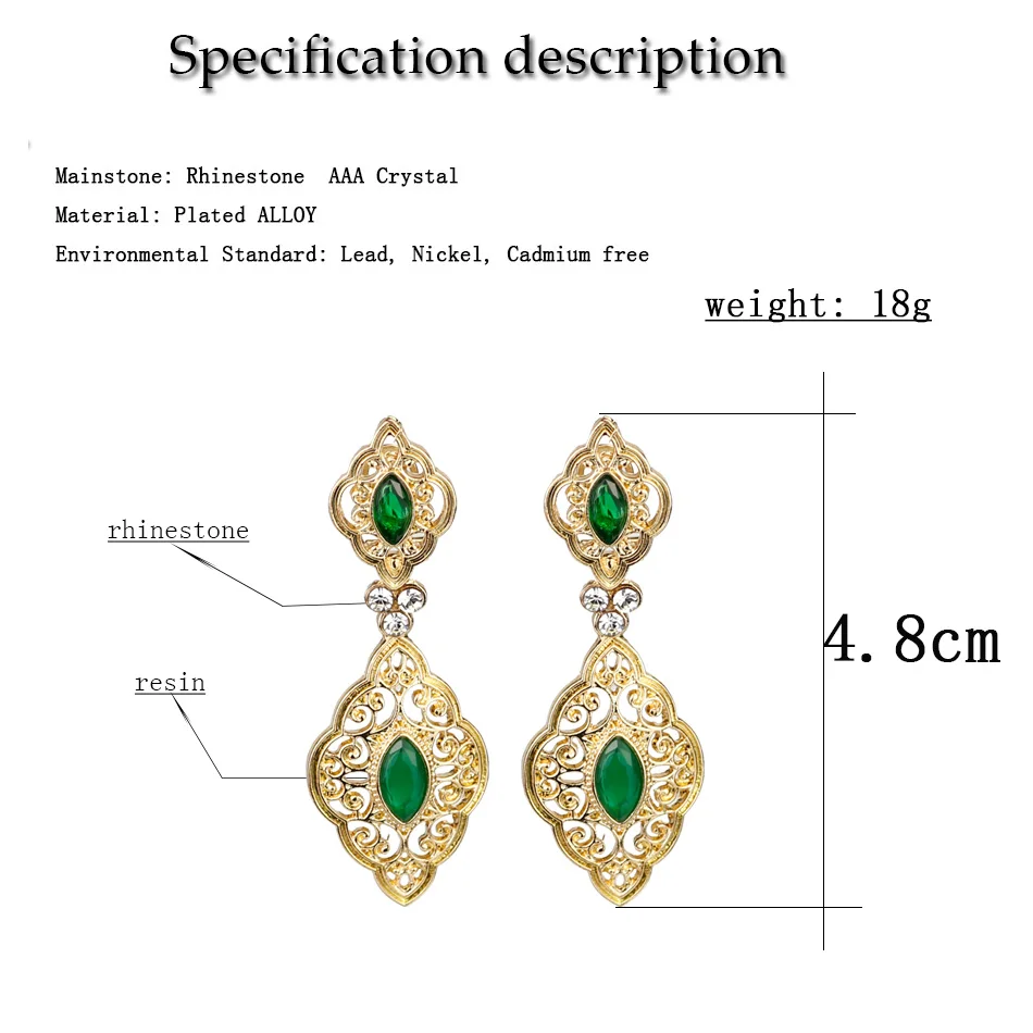 Sunspicems Gold Color Long Drop Dangle Earrings Turkish Brand Design India Ethnic Wedding Jewelry Arabic Traditional Bijoux Gift image 6