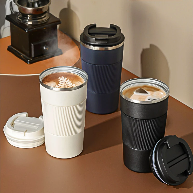 380ml/510ml Coffee Thermos Mug Leak-Proof Non-Slip Car Vacuum Flask Travel Thermal Cup Double-wall Stainless Steel Water Bottle