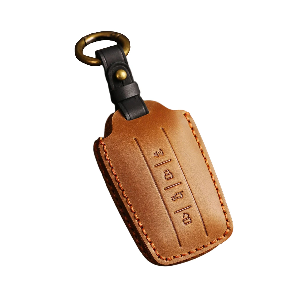 Leather Car Key Cover Case with Keyring for Great Wall For WEY Tank 300 For GT Vv7 Vv6 Vv5 Shock Absorbing and Anti Wear Design