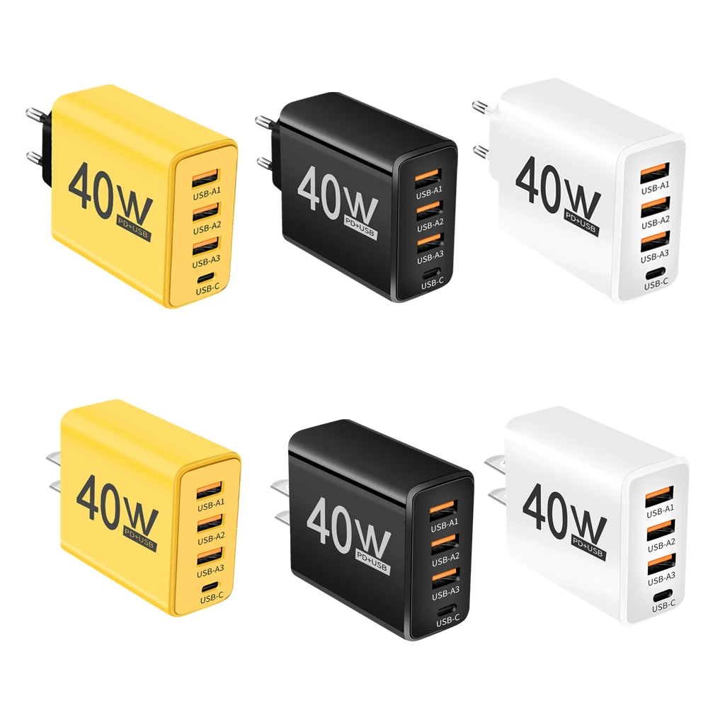 40W 4 porty USB typu C ładowarka do szybkiego ładowania 3.0 szybkiego ładowania dla iPhone Samsung Xiaomi Huawei Adapter do telefonu komórkowego