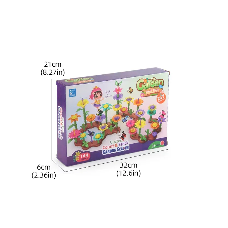 332 pçs flor jardim brinquedos de construção para crianças pré-escolares flor empilhamento jogos diy blocos de construção planta educação criativa brinquedos