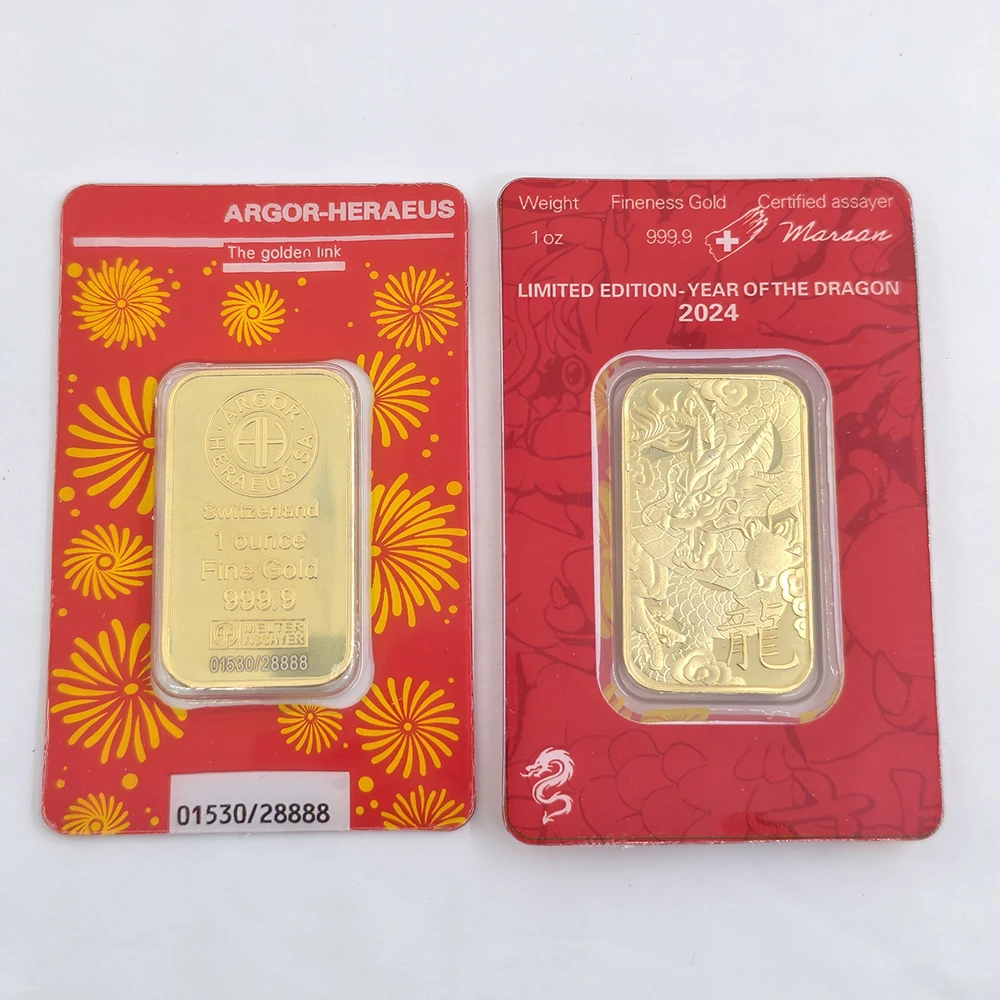 Koperen staaf 1g/2,5g/10g/20g/1oz/50g Niet-magnetisch Zwitsers verguld staafje met uniek serienummer Cadeau Munt Ambachten Souvenir