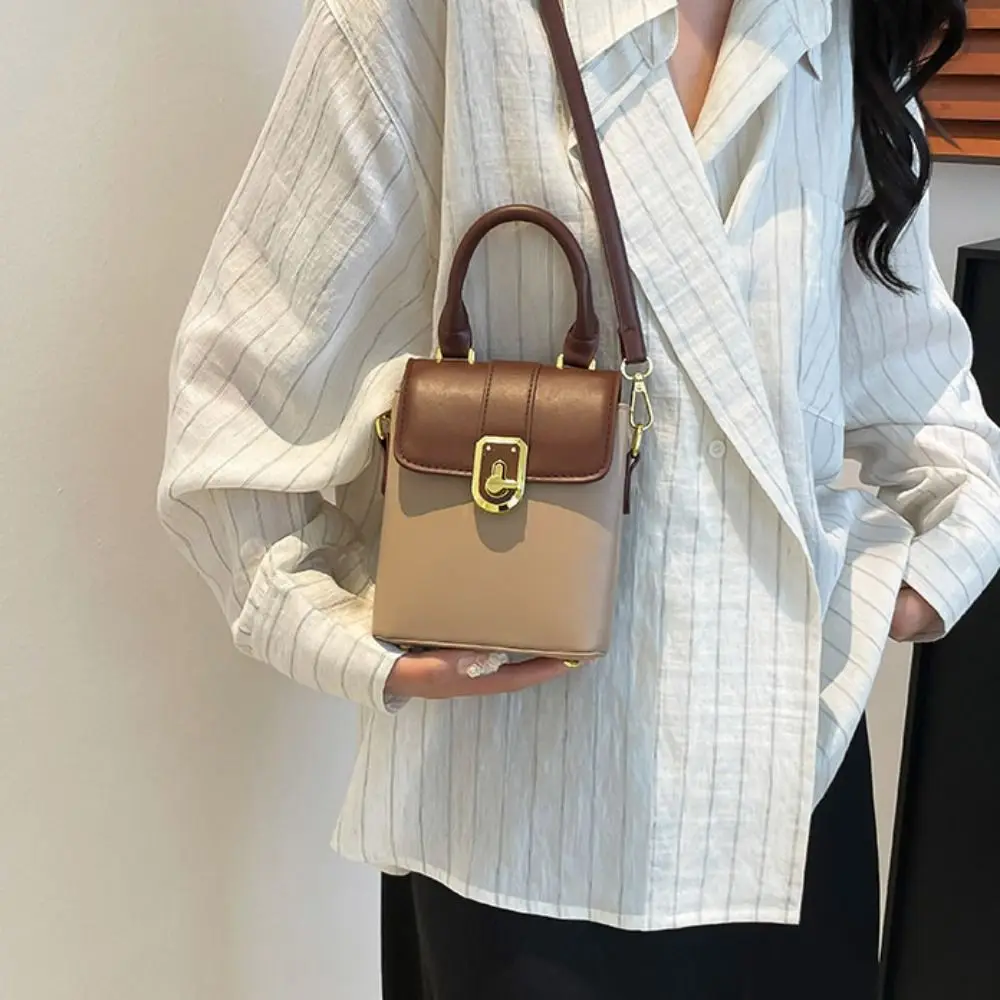 

PU Contrast Color Phone Bag Handbag All-match Simple Shoulder Bag Message Bag Korean Style Ins Square Tote Bag Streetwear