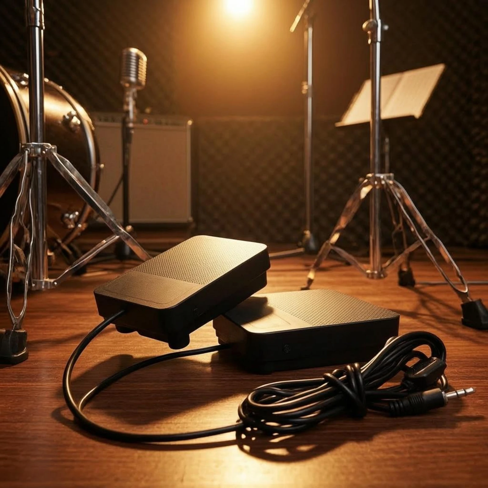 

Two-Part Drum Pedal Controller Anti-Slip Base Electronic Drum Pedal Music Gear Textured Slim Design