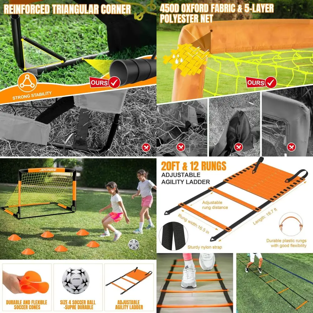 

Portable Soccer Goal Set with Durable 5-Layer Net and 10mm Poles, Ideal for Kids' Backyard Play, Available in 4x3ft, 6x4ft, and