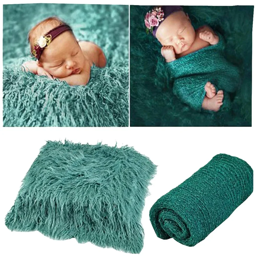 

Long Ripple Wrap Newborn Baby Photography Props DIY Blanket Newborn Wraps Photography Mat for Baby Boys and Girls (Deep Green)