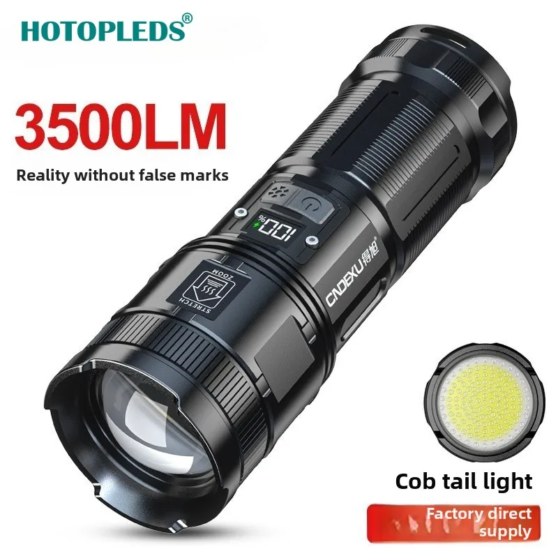 

Popular COB flashlight outdoor super bright LED multi-functional emergency light zoom lithium battery strong light flashlight