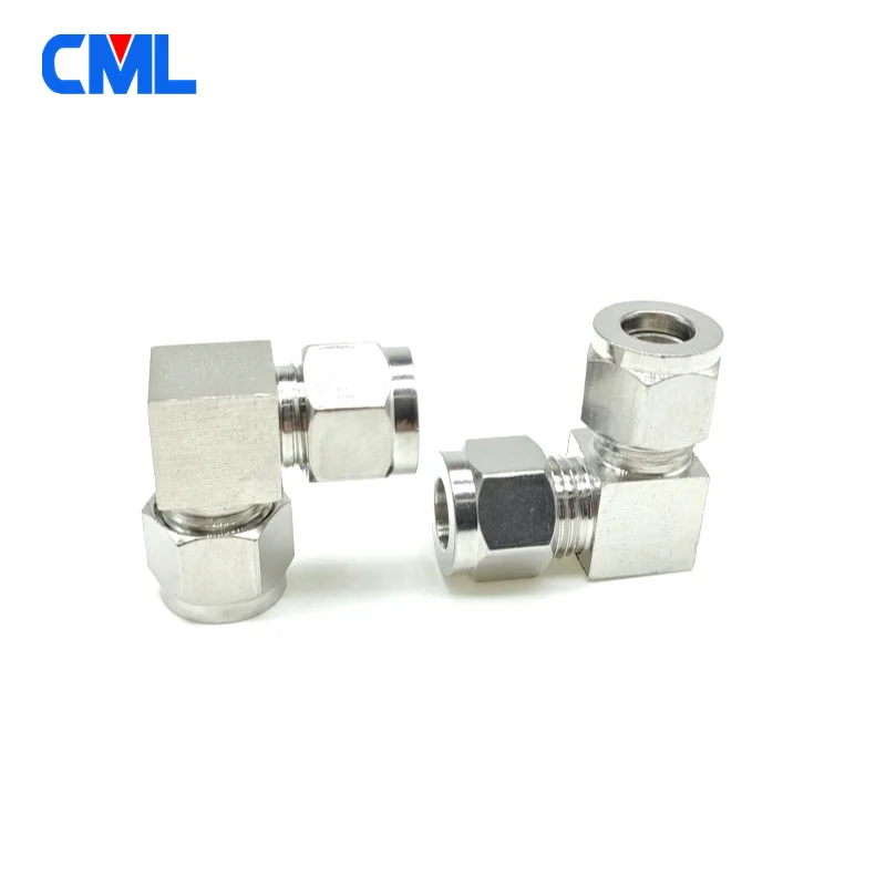 304 SS Stainless Steel Elbow Double Ferrule Tube Pipe Fittings Connector 1/8 1/4 3/8 1/2 3/4 6 8 10 12mm Pipe OD Metric Thread