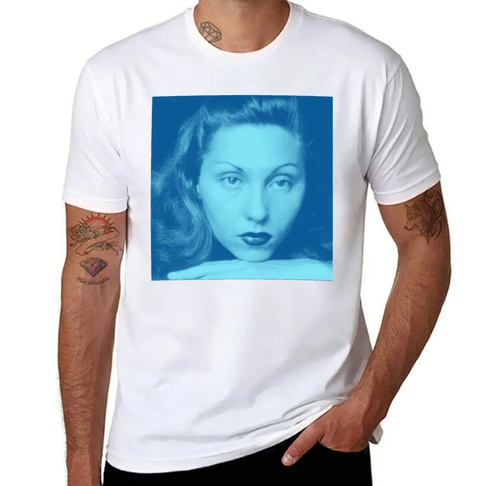 Clarice Lispector in blue T-Shirt cotton t shirts high quality printed t shirts for man T-Shirt